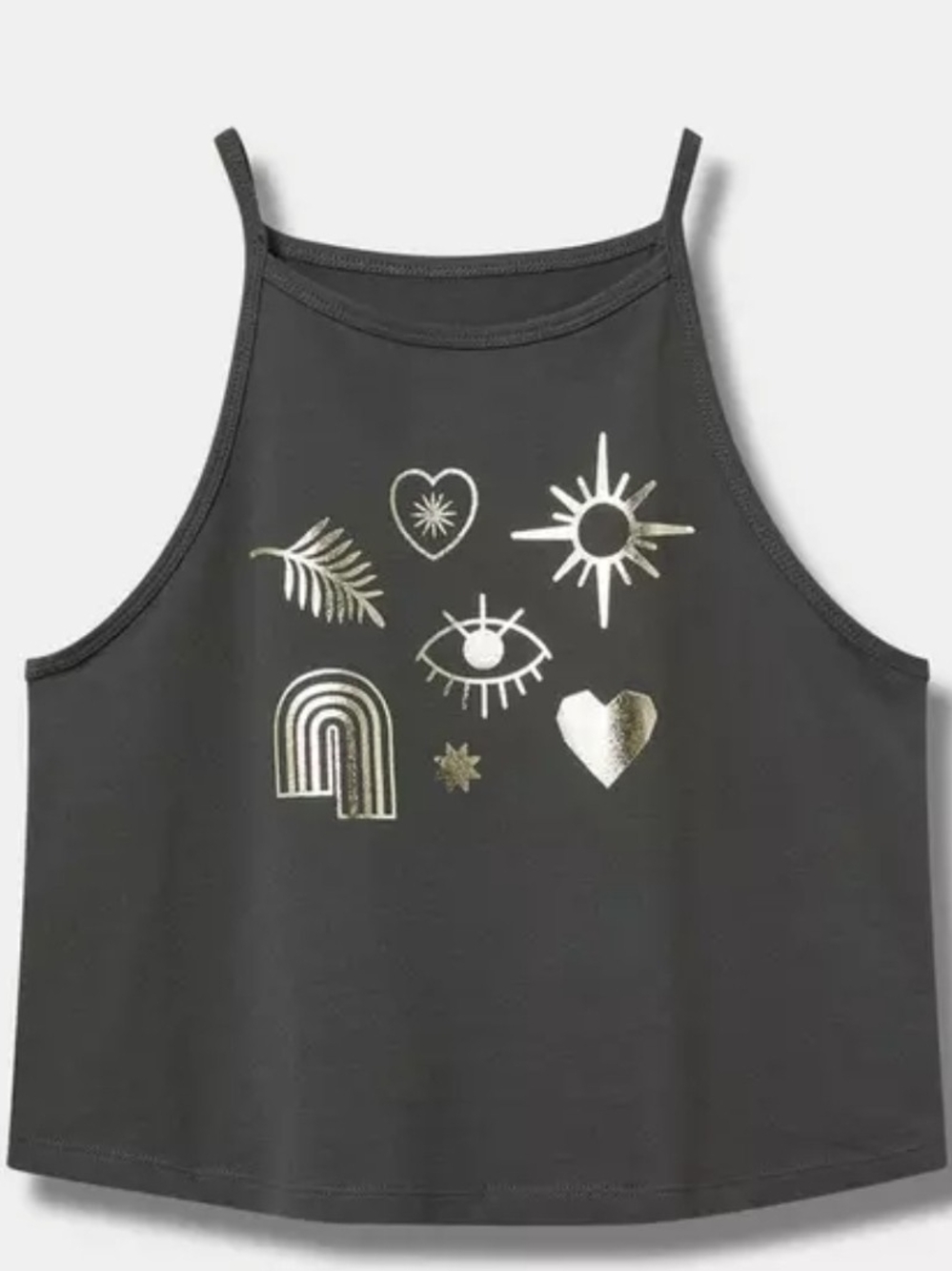 torrid Black Tank Top with Gold Foil Symbols